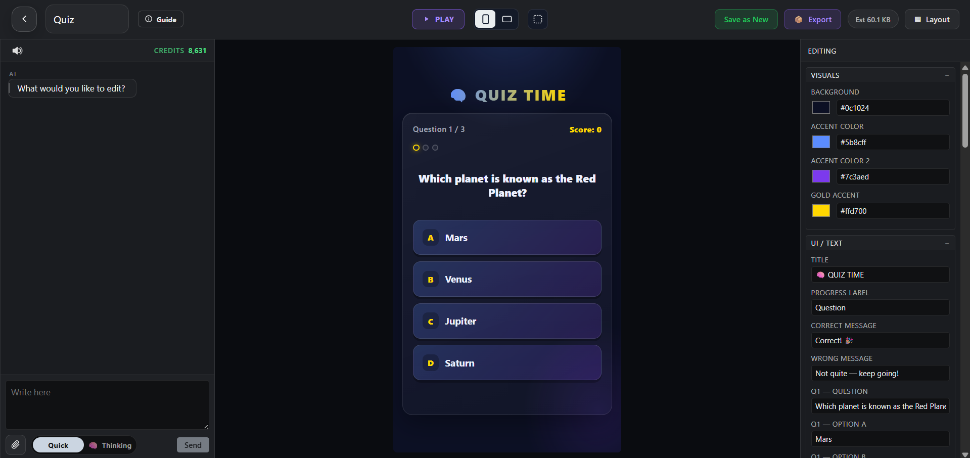 PlayableLab quiz playable editor preview
