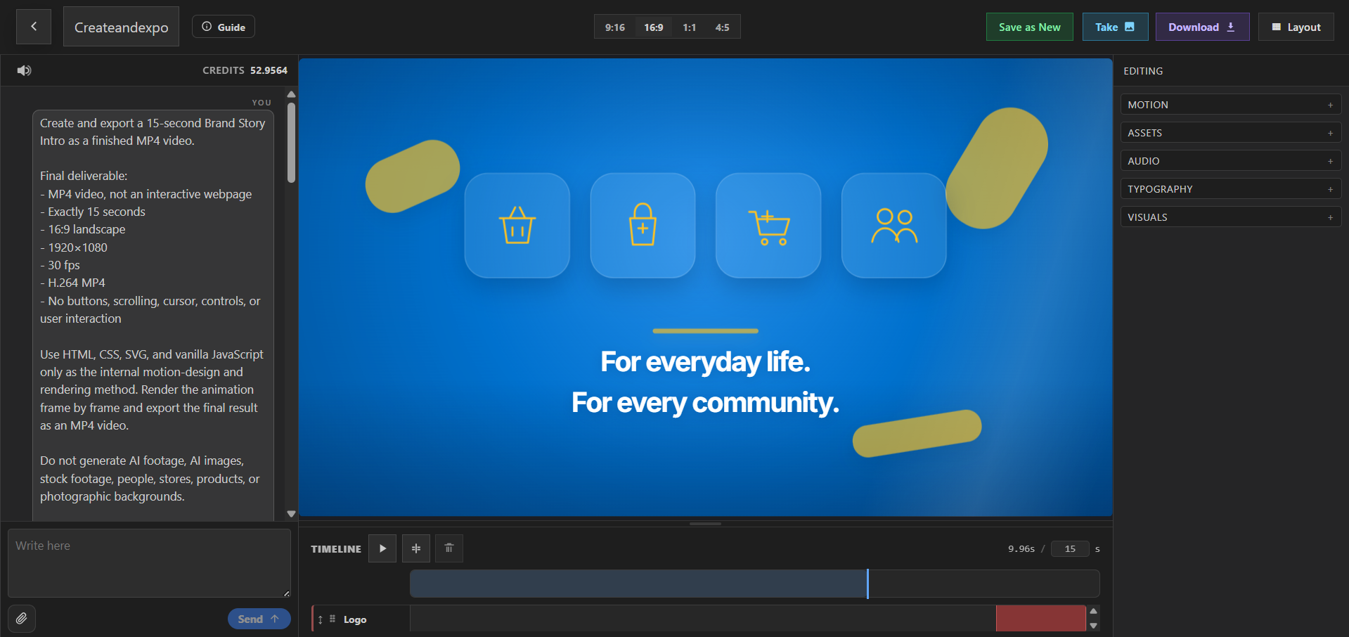 PlayableLab motion graphics editor preview